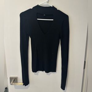 Ribbed Knit Cut Out Top